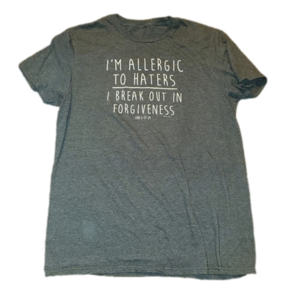 I'm ALLERGIC TO HATERS grey and white tee large - Picture 1 of 7